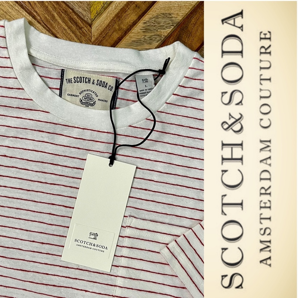Scotch & Soda Striped “Cotton Linen Tee” 106231 - Picture 2 of 15